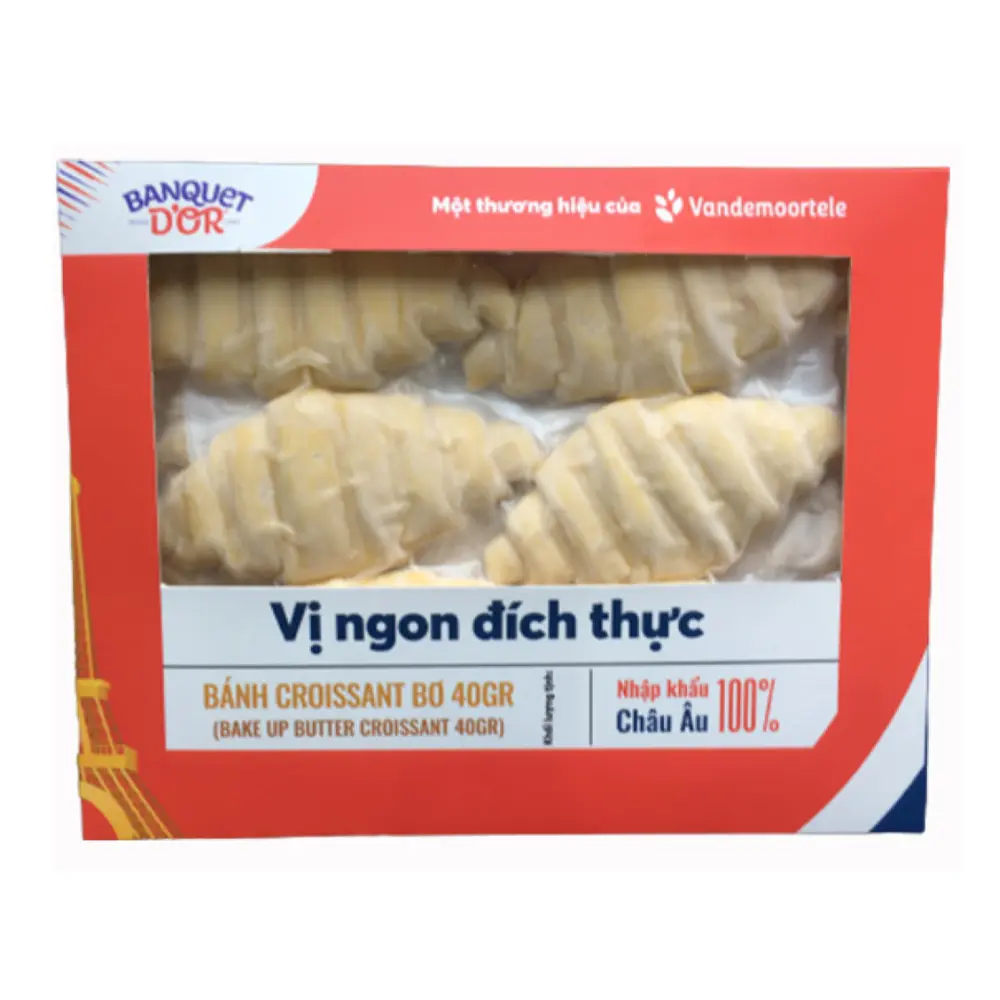 Bánh Sừng Bò Cấp Đông Tự Nướng 40g, Bake Up Butter Croissant, 20 Bánh (800g) - BANQUET D'OR